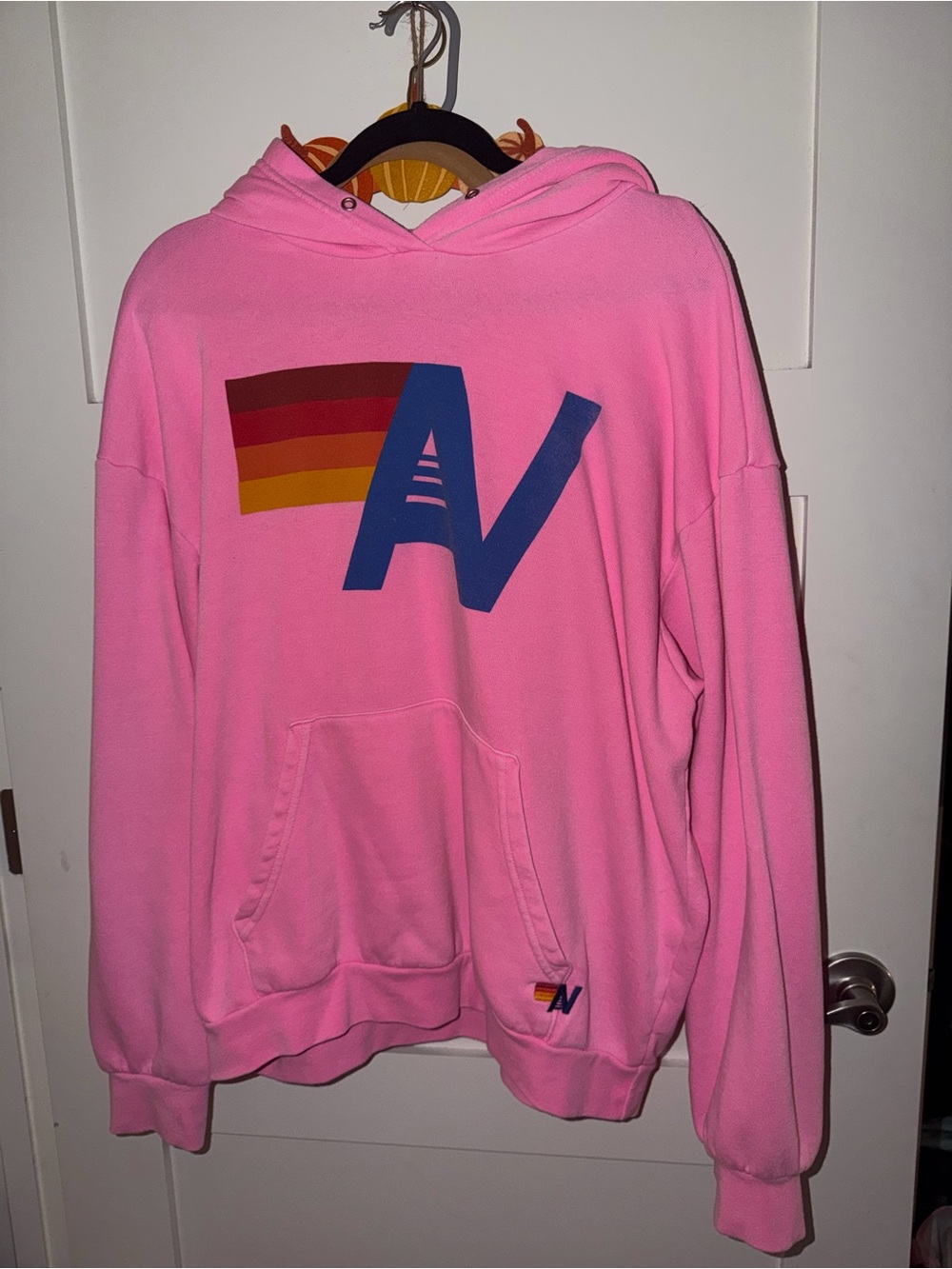 Aviator Nation Pink Hoodie with Multi-Color Logo